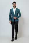 Buy_YOSEBA_Green Premium Suiting Embroidery Cutdana Scattered Blazer With Trouser _at_Aza_Fashions