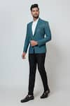 Buy_YOSEBA_Green Premium Suiting Embroidery Cutdana Scattered Blazer With Trouser _Online_at_Aza_Fashions