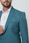 YOSEBA_Green Premium Suiting Embroidery Cutdana Scattered Blazer With Trouser _at_Aza_Fashions