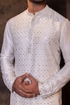 Shop_YOSEBA_Ivory Kurta Bam Silk Embroidery Mirror Sheesh Mahal With Pant _Online_at_Aza_Fashions