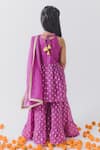 Shop_Boteh_Purple Chanderi Silk Embroidered Floral Woven Peplum Kurta Sharara Set _at_Aza_Fashions