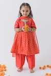 Buy_Boteh_Orange Chanderi Silk Embroidered Floral Woven Kurta And Salwar Set _at_Aza_Fashions