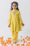 Buy_Boteh_Yellow Chanderi Silk Embroidered Thread Kurta Pant Set _at_Aza_Fashions