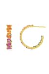 Arvino_Gold Plated Stones Kaleidoscope Embellished Hoops _Online_at_Aza_Fashions