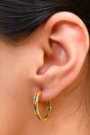 Buy_Arvino_Gold Plated Stones Vivid Vibrance Embellished Hoops _at_Aza_Fashions