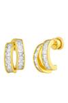 Shop_Arvino_Gold Plated Crystals Classic Facet Cubic Zirconia Two Row Embellished Earrings _at_Aza_Fashions