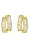 Arvino_Gold Plated Crystals Classic Facet Cubic Zirconia Two Row Embellished Earrings _Online_at_Aza_Fashions