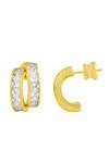 Buy_Arvino_Gold Plated Crystals Classic Facet Cubic Zirconia Two Row Embellished Earrings _Online_at_Aza_Fashions