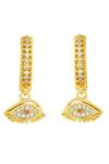 Shop_Arvino_Gold Plated Stones Evil Eye Charm Earrings _at_Aza_Fashions
