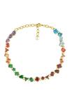 Shop_Arvino_Gold Plated Chromatic Cascade Embellished Necklace _at_Aza_Fashions