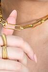 Arvino_Gold Plated Sculpted Clip Necklace _Online_at_Aza_Fashions