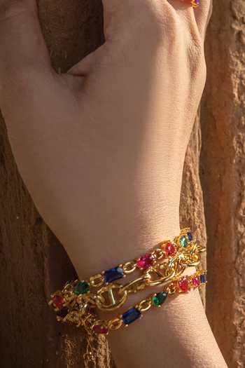 Buy_Arvino_Gold Plated Crystals Multihued Crescendo Bracelet-single Pc _at_Aza_Fashions