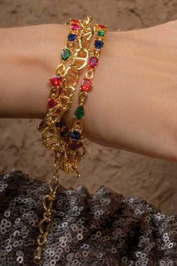 Buy_Arvino_Gold Plated Crystals Multihued Crescendo Bracelet-single Pc _Online_at_Aza_Fashions