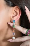 Buy_Arvino_Gold Plated Pearls, Crystals Chromatic Cascade Danglers _at_Aza_Fashions