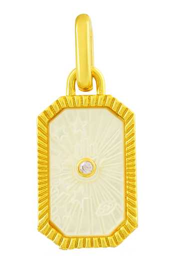 Arvino_Gold Plated Mystic Mother Of Pearl Embellished Talisman Charm _Online_at_Aza_Fashions