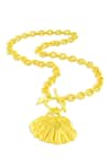Shop_Arvino_Gold Plated Oasis Shell Carved Pendant Necklace _at_Aza_Fashions