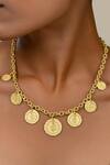 Buy_Arvino_Gold Plated Medallion Of The Serpent Carved Necklace _at_Aza_Fashions