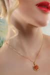 Buy_Arvino_Gold Plated Carnelian Stone Studded Mineral Claw Pendant Necklace _at_Aza_Fashions