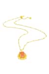 Shop_Arvino_Gold Plated Carnelian Stone Studded Mineral Claw Pendant Necklace _at_Aza_Fashions