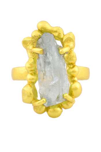 Shop_Arvino_Gold Plated Stones Aquamarine Sorcery Studded Ring _at_Aza_Fashions