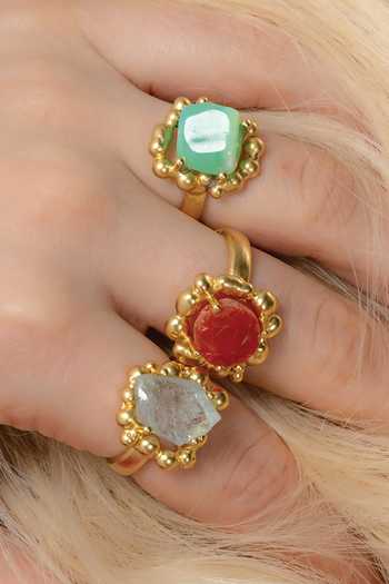 Arvino_Gold Plated Stones Aquamarine Sorcery Studded Ring _Online_at_Aza_Fashions