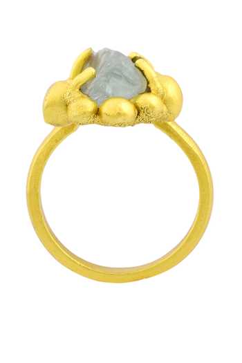 Shop_Arvino_Gold Plated Stones Aquamarine Sorcery Studded Ring _Online_at_Aza_Fashions