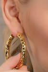 Arvino_Gold Plated Etched Raw Bouldered Hoops Medium _Online_at_Aza_Fashions