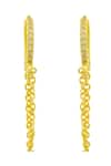 Shop_Arvino_Gold Plated Zircon Stone Chained Lobe Huggies _at_Aza_Fashions