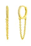 Arvino_Gold Plated Zircon Stone Chained Lobe Huggies _Online_at_Aza_Fashions