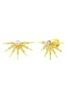 Shop_Arvino_Gold Plated Crystal Luminescent Pearl Star Studs _at_Aza_Fashions