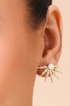 Arvino_Gold Plated Crystal Luminescent Pearl Star Studs _Online_at_Aza_Fashions