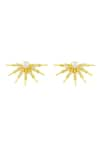 Shop_Arvino_Gold Plated Crystal Luminescent Pearl Star Studs _Online_at_Aza_Fashions