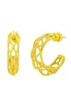 Arvino_Gold Plated Filigree Lacework Hoops _at_Aza_Fashions