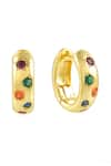 Shop_Arvino_Gold Plated Gemstone Facet Flow Hoops _at_Aza_Fashions