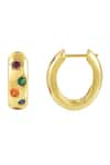 Arvino_Gold Plated Gemstone Facet Flow Hoops _Online_at_Aza_Fashions