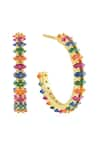 Shop_Arvino_Gold Plated Stone Rainbow Spectrum Hoops _at_Aza_Fashions