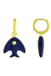 Arvino_Gold Plated Glass Lapis Lazuli Fish Charm Echo Huggies _Online_at_Aza_Fashions