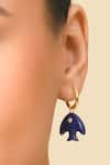 Buy_Arvino_Gold Plated Glass Lapis Lazuli Fish Charm Echo Huggies _at_Aza_Fashions