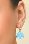 Buy_Arvino_Gold Plated Glass Turquoise Fish Charm Echo Huggies _at_Aza_Fashions