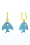 Shop_Arvino_Gold Plated Glass Turquoise Fish Charm Echo Huggies _at_Aza_Fashions