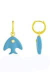 Arvino_Gold Plated Glass Turquoise Fish Charm Echo Huggies _Online_at_Aza_Fashions