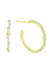 Shop_Arvino_Gold Plated Zircon Stone Studded Sculpt Hoops Medium _at_Aza_Fashions