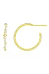 Arvino_Gold Plated Zircon Stone Studded Sculpt Hoops Medium _Online_at_Aza_Fashions