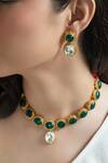 Buy_Do Taara_Green Stones Kundan Choker With Earrings _at_Aza_Fashions