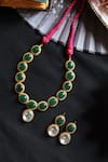 Shop_Do Taara_Green Stones Kundan Choker With Earrings _at_Aza_Fashions