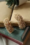 Shop_Do Taara_Gold Plated Pearls Tassel Embellished Half Hoops _at_Aza_Fashions