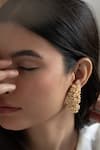 Do Taara_Gold Plated Pearls Tassel Embellished Half Hoops _Online_at_Aza_Fashions