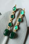 Shop_Do Taara_Green Jade Kundan Embellished Dangler Earrings _at_Aza_Fashions
