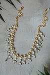 Shop_Do Taara_Gold Plated Kundan And Pearl Embellished Necklace _at_Aza_Fashions