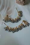 Shop_Do Taara_Blue Kundan And Pearl Embellished Earrings _at_Aza_Fashions